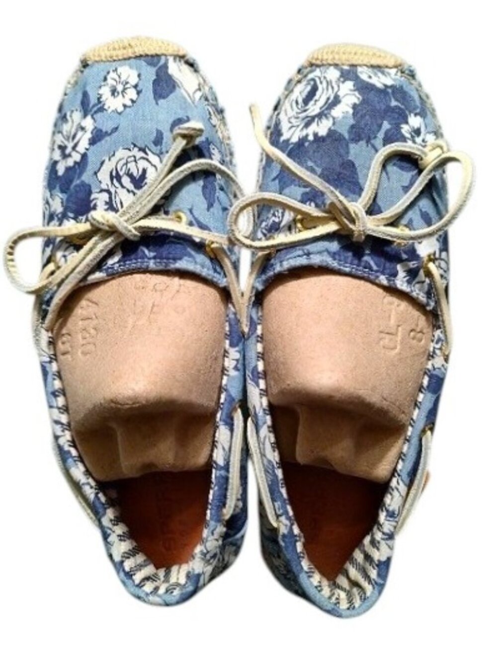 Sperry Top Sider Katama Liberty Blue Floral Espadrille Canvas Boat Loafers 7.5M
